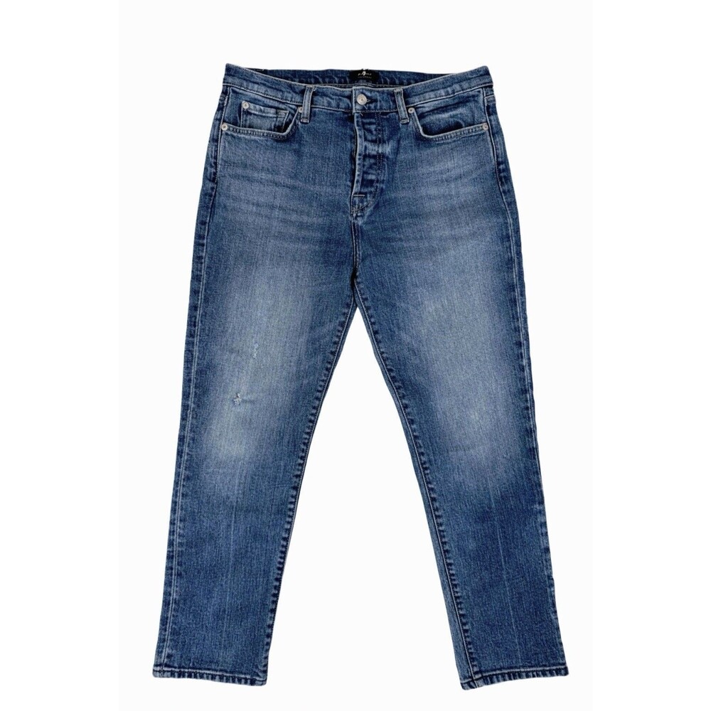 7 For All Mankind Womens Jeans Josefina Slim Boyfriend Crop Size 30 Stretch Blue
